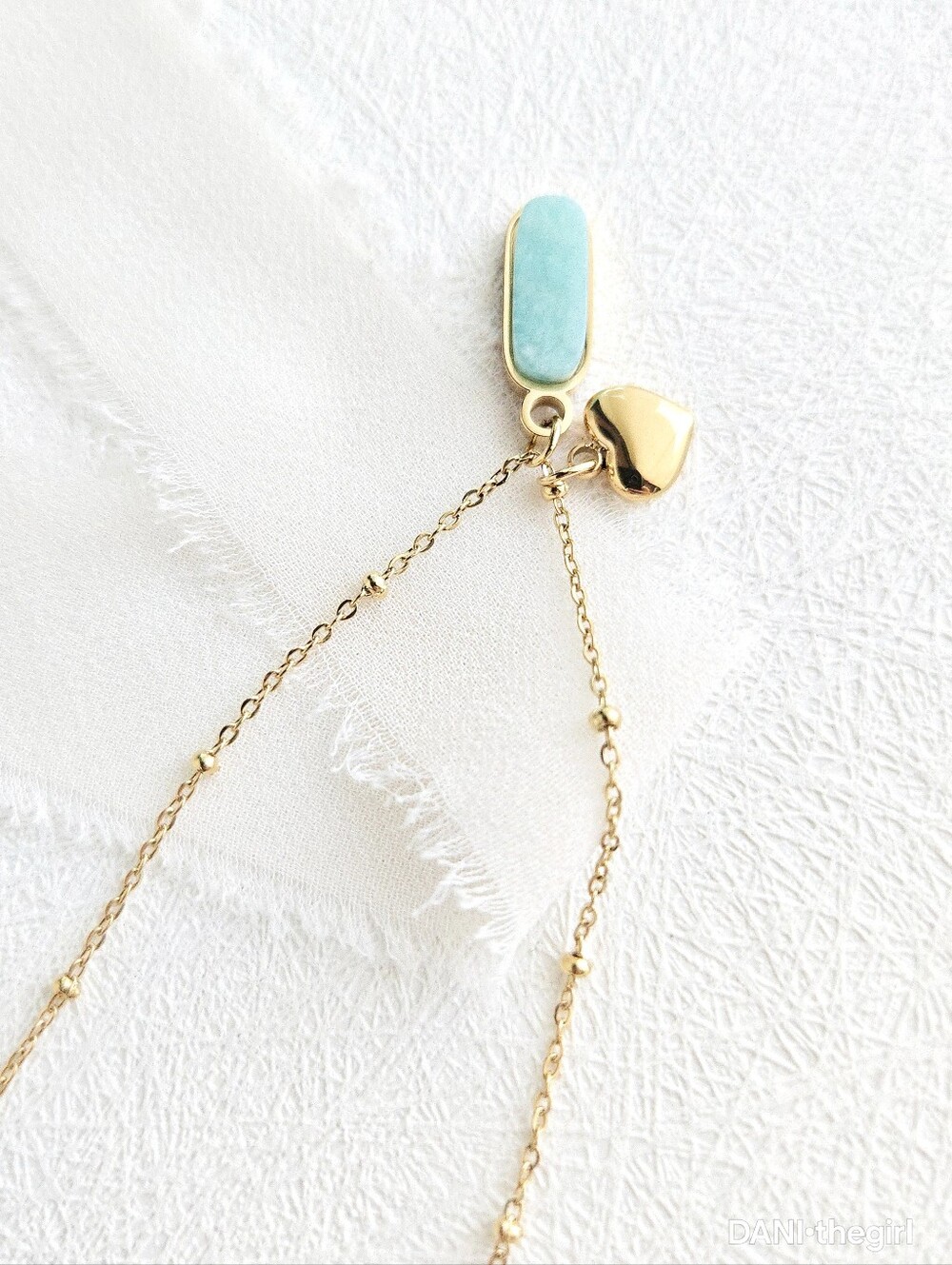 Gold Petite Heart & Stone Necklace - Picture 6 of 8